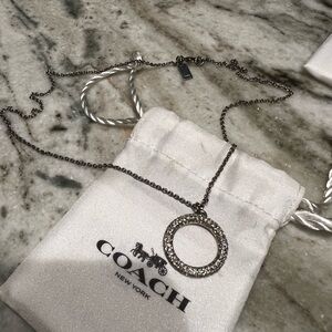 Coach Silver Sparkle Circle Necklace